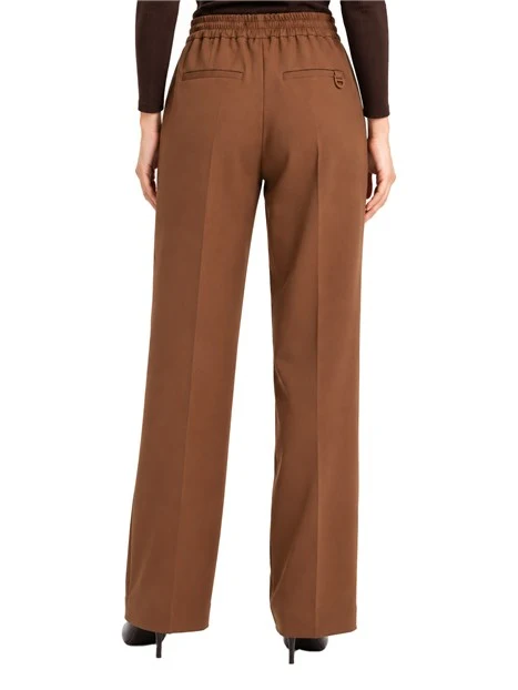 PANTALONI JOGGERS IN TWILL DI MISTO VISCOSA STRETCH DONNA MARRONE