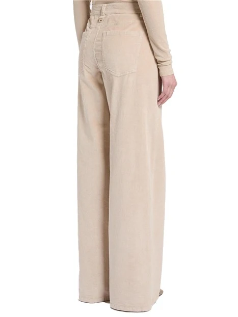 PANTALONI PALAZZO CINQUE TASCHE IN VELLUTO A COSTE DONNA BEIGE