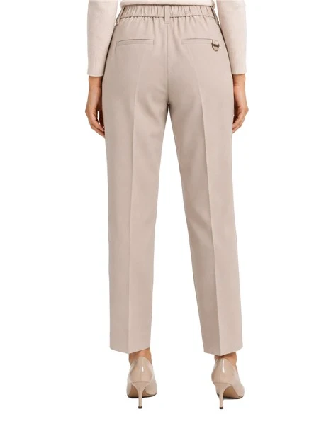 PANTALONI CROPPED IN GABARDINA DI LANA VERGINE DONNA BEIGE