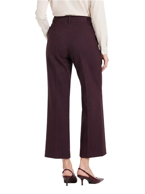 PANTALONI CROPPED IN GABARDINA DI LANA VERGINE DONNA VIOLA