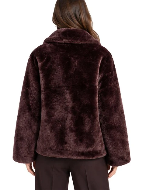 GIACCA IN ECO-PELLICCIA REVERSIBILE EFFETTO MONTONE DONNA VIOLA
