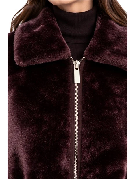 GIACCA IN ECO-PELLICCIA REVERSIBILE EFFETTO MONTONE DONNA VIOLA