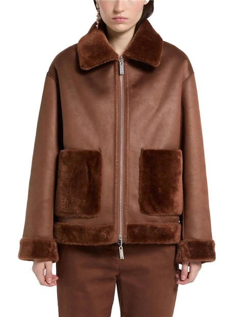 GIACCA REVERSIBILE EFFETTO MONTONE DONNA MARRONE