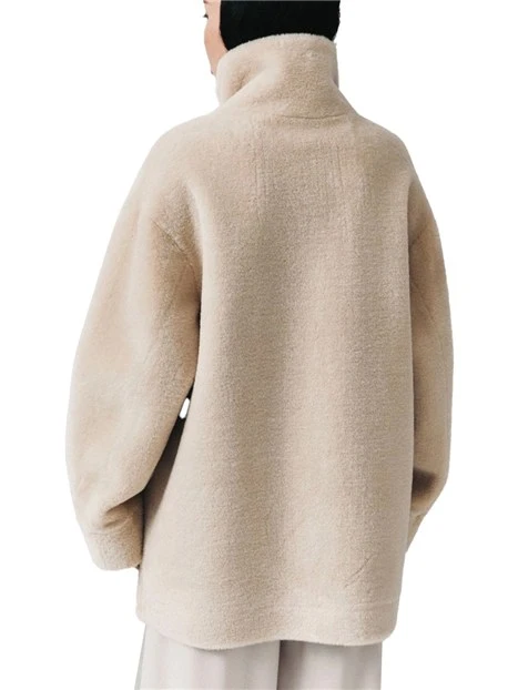 CAPPOTTO CORTO REVERSIBILE  FURRY E JERSEY VELLUTATO DONNA BEIGE