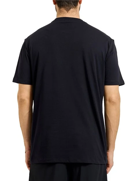 T-SHIRT MANICA CORTA CON STAMPA FRONTALE IN CONTRASTO UOMO BLU