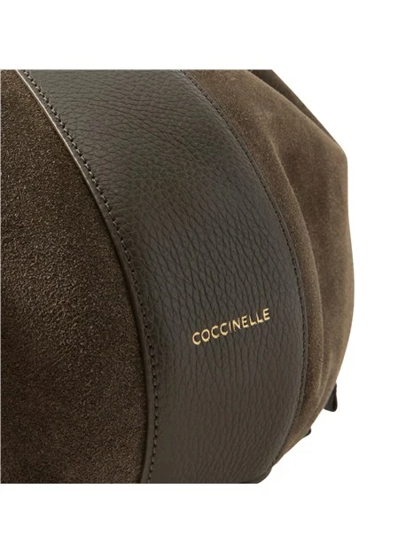 BORSA A TRACOLLA IN CAMOSCIO E PELLE CON COULISSE DONNA MARRONE