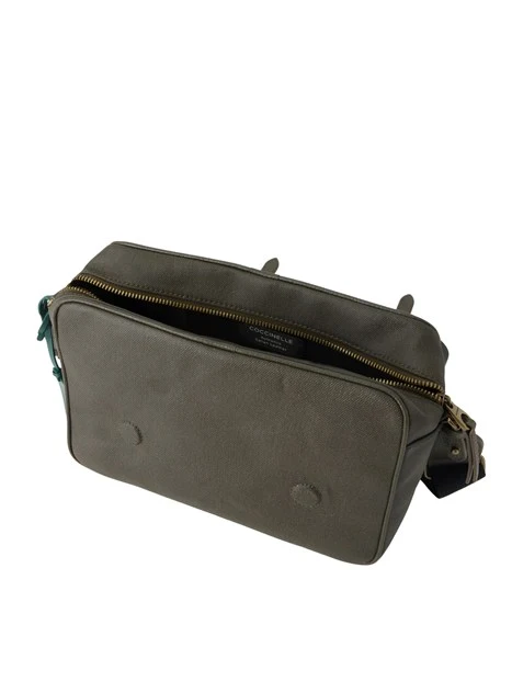 BORSA A TRACOLLA IN TESSUTO E CAMOSCIO CON PATTINA DONNA MARRONE