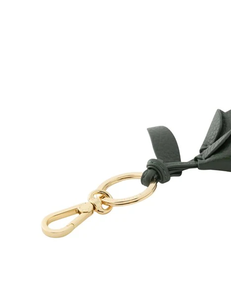 PORTACHIAVI IN PELLE CON PENDENTI FLOREALI DONNA VERDE