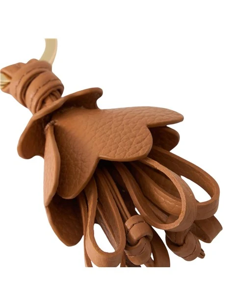 PORTACHIAVI IN PELLE CON PENDENTE FLOREALE DONNA CUOIO