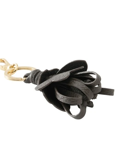 PORTACHIAVI IN PELLE CON PENDENTE FLOREALE DONNA MARRONE