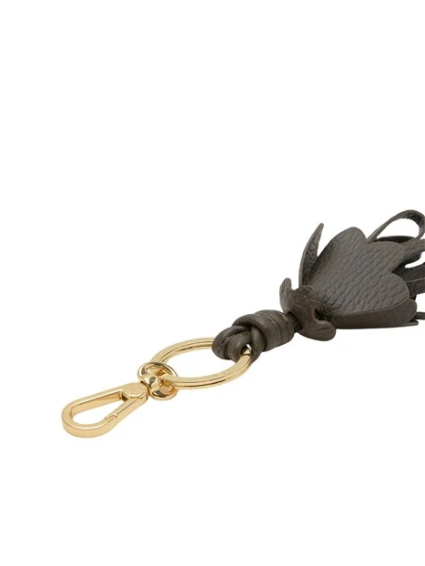 PORTACHIAVI IN PELLE CON PENDENTE FLOREALE DONNA MARRONE