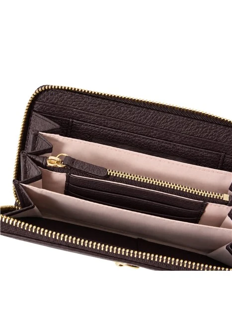 PORTAFOGLIO IN PELLE CON CHIUSURA A ZIP DONNA MARRONE