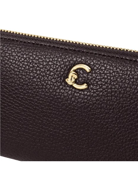 PORTAFOGLIO IN PELLE CON CHIUSURA A ZIP DONNA MARRONE