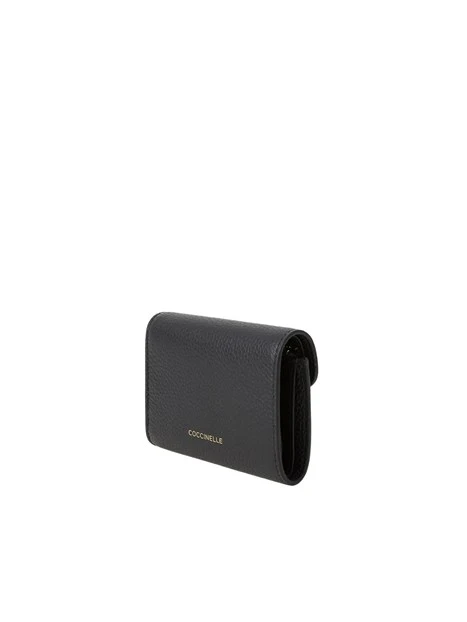 PORTAFOGLIO IN PELLE CON TASCA ZIP DONNA NERO