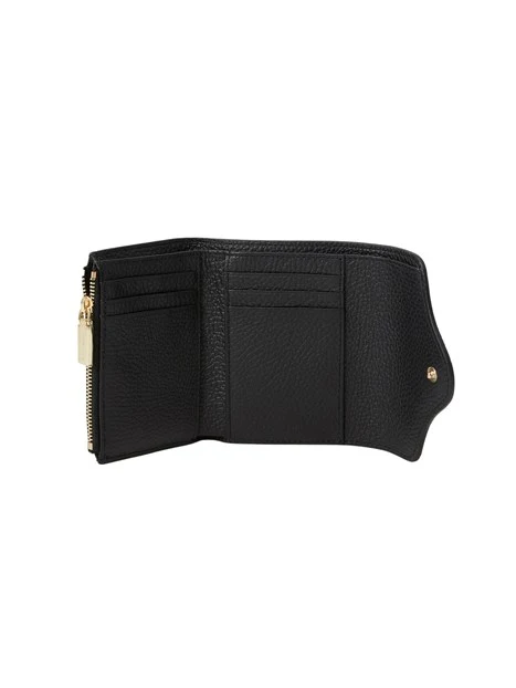 PORTAFOGLIO IN PELLE CON TASCA ZIP DONNA NERO