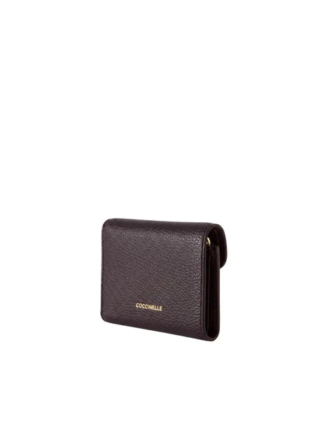 PORTAFOGLIO IN PELLE CON PATTINA SAGOMATA DONNA MARRONE