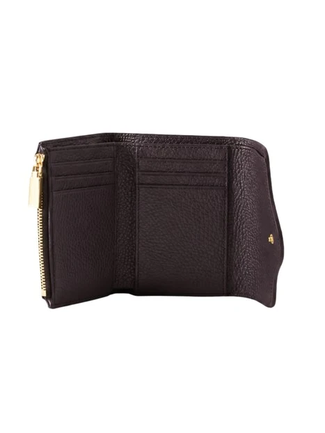 PORTAFOGLIO IN PELLE CON PATTINA SAGOMATA DONNA MARRONE