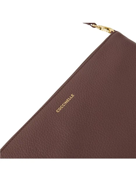 BORSA A TRACOLLA IN PELLE MARTELLATA CON ZIP DONNA MARRONE