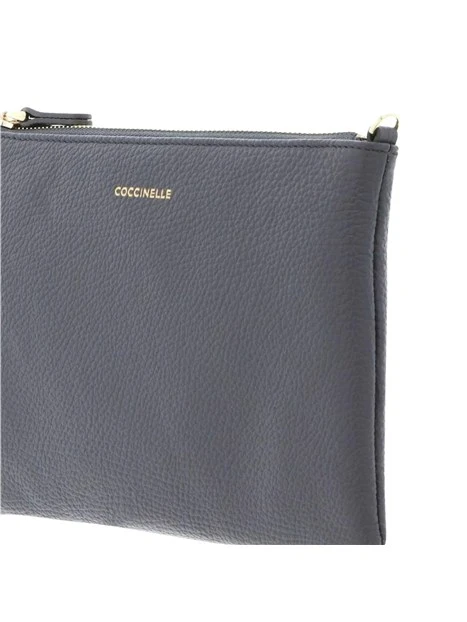BORSA A TRACOLLA IN PELLE MARTELLATA CON ZIP DONNA ANTRACITE