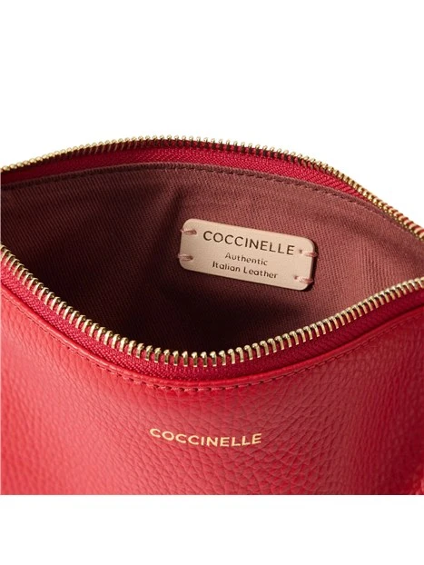 BORSA A TRACOLLA COMPATTA IN PELLE CON ZIP DONNA ROSSO