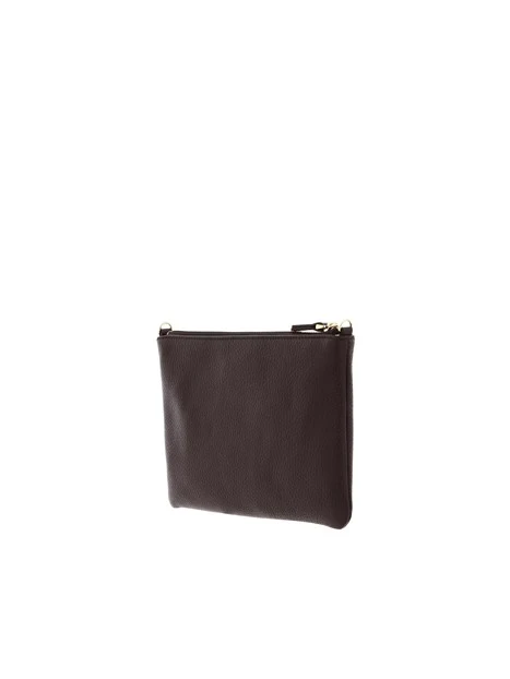 BORSA A TRACOLLA COMPATTA IN PELLE CON ZIP DONNA MARRONE