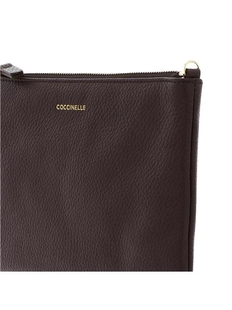 BORSA A TRACOLLA COMPATTA IN PELLE CON ZIP DONNA MARRONE