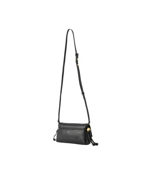 BORSA A TRACOLLA IN PELLE MARTELLATA CON PATTINA DONNA NERO