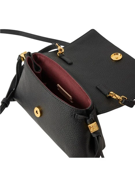 BORSA A TRACOLLA IN PELLE MARTELLATA CON PATTINA DONNA NERO