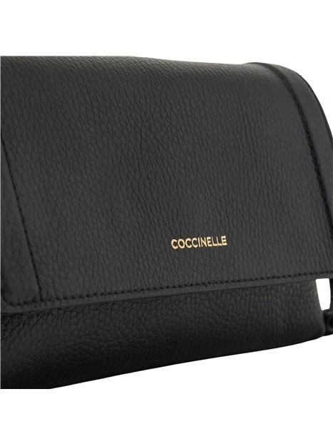 BORSA A TRACOLLA IN PELLE MARTELLATA CON PATTINA DONNA NERO