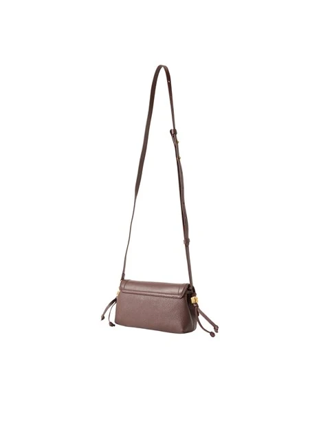 BORSA A TRACOLLA IN PELLE MARTELLATA CON PATTINA DONNA MARRONE
