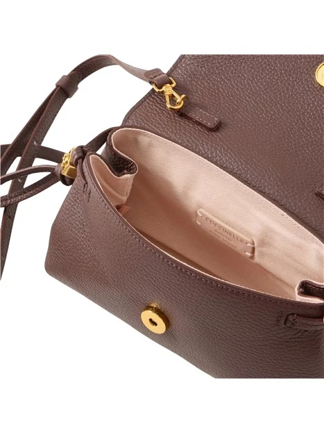 BORSA A TRACOLLA IN PELLE MARTELLATA CON PATTINA DONNA MARRONE