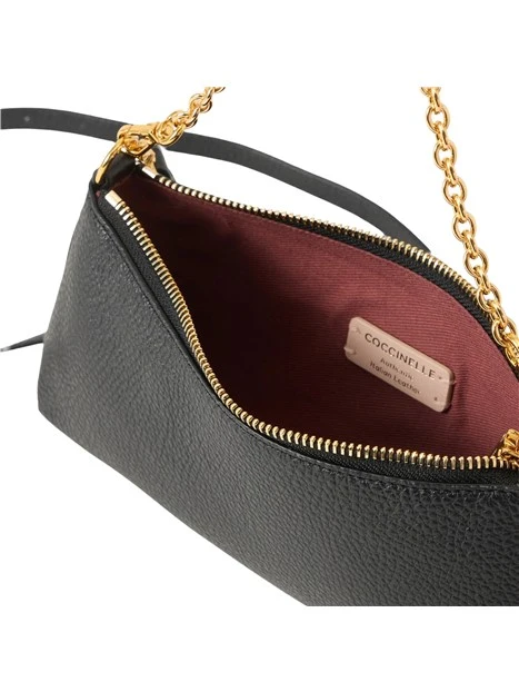 BORSA A SPALLA IN PELLE CON CATENA DONNA NERO