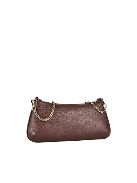 BORSA A SPALLA IN PELLE CON CATENA DONNA MARRONE
