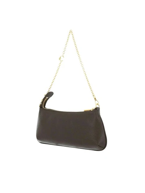 BORSA A SPALLA IN PELLE E CON CATENA DONNA MARRONE