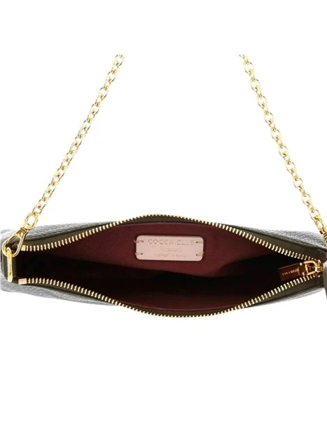 BORSA A SPALLA IN PELLE E CON CATENA DONNA MARRONE