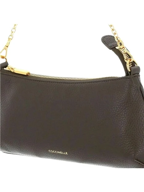 BORSA A SPALLA IN PELLE E CON CATENA DONNA MARRONE