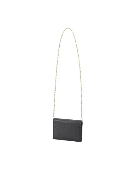 BORSA A TRACOLLA COMPATTA IN PELLE CON CATENA DONNA NERO