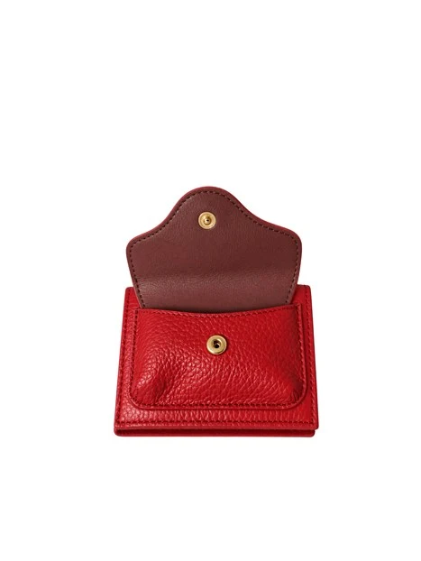 PICCOLO PORTATESSERE IN PELLE CON TASCHINO DONNA ROSSO