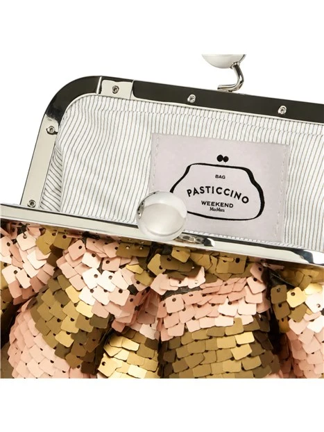 BORSA A MANO PASTICCINO CON PAILLETTES DONNA BEIGE