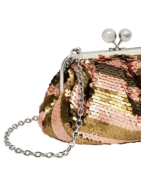 BORSA A MANO PASTICCINO CON PAILLETTES DONNA BEIGE