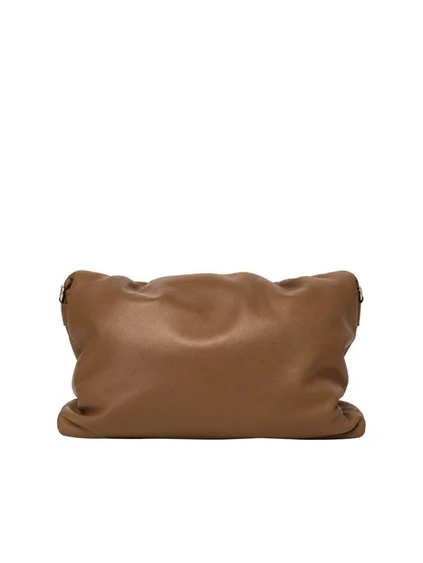 BORSA A SPALLA IN PELLE CON CHIUSURA CLIC CLAC DONNA MARRONE