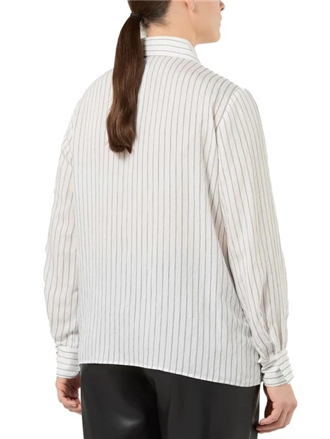 CAMICIA IN VISCOSA TINTO FILO A RIGHE DONNA BIANCO