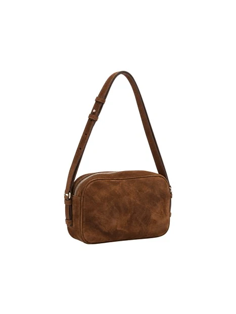 BORSA A TRACOLLA CAMERA BAG IN CAMOSCIO DONNA MARRONE