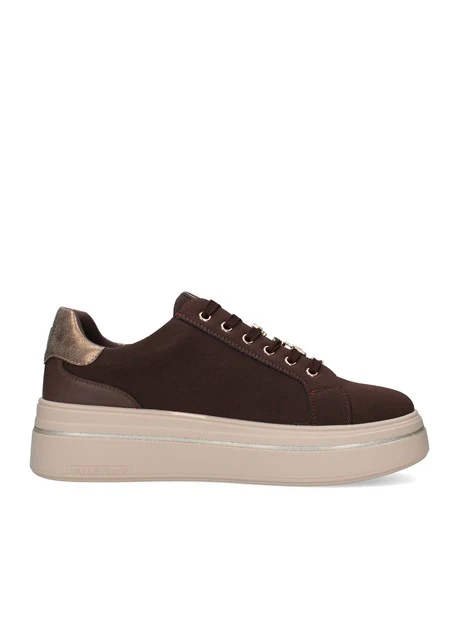 SNEAKERS BASSE CON DETTAGLI METALLIZZATI DONNA MARRONE