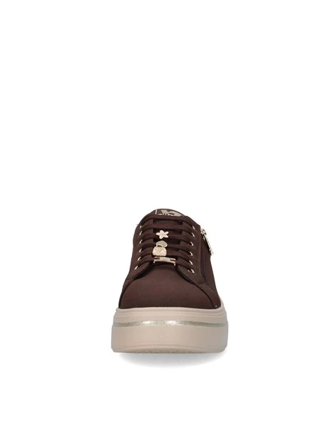 SNEAKERS BASSE CON DETTAGLI METALLIZZATI DONNA MARRONE
