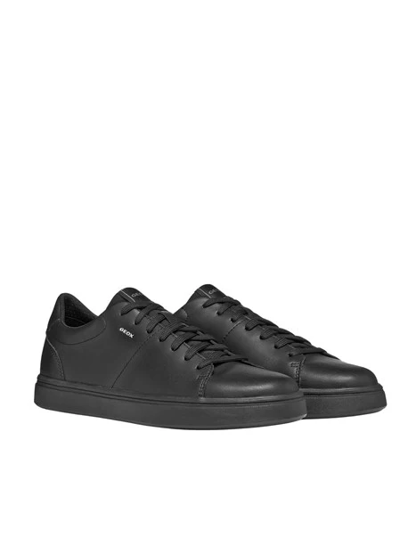 SNEAKERS BASSE IN PELLE CON DESIGN MONOCROMATICO UOMO NERO