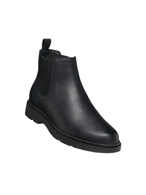 STIVALETTI CHELSEA IN PELLE CON INSERTI ELASTICI UOMO NERO
