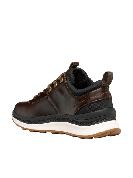SNEAKERS BASSE IN PELLE CON DETTAGLI TREKKING UOMO MARRONE