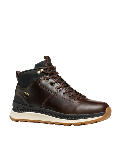 SNEAKERS ALTE IN PELLE CON DETTAGLI TREKKING UOMO MARRONE