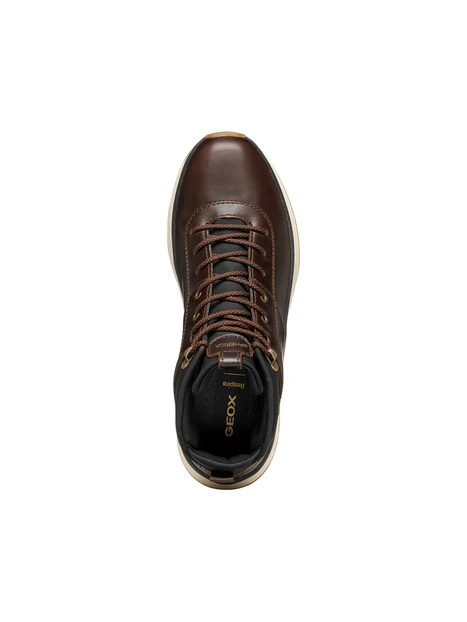 SNEAKERS ALTE IN PELLE CON DETTAGLI TREKKING UOMO MARRONE